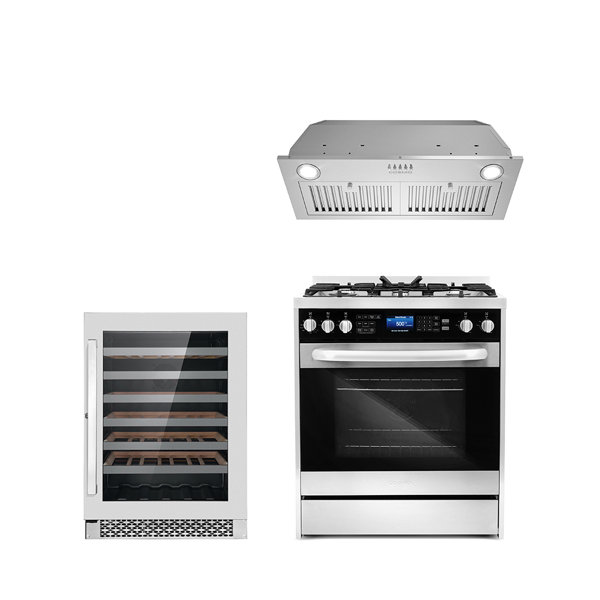 Cosmo 3 Piece Kitchen Appliance Package with 30'' Dual Fuel